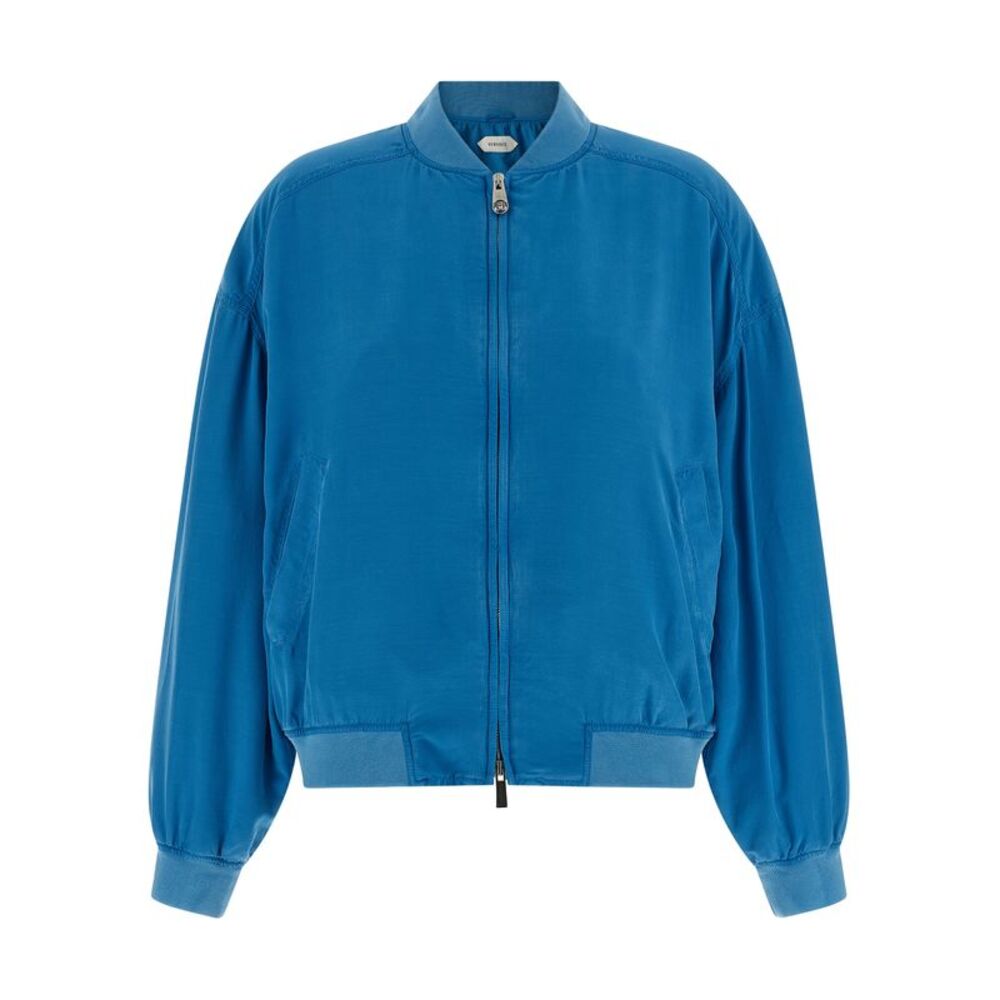 Versace Blue Silk Women's Bomber